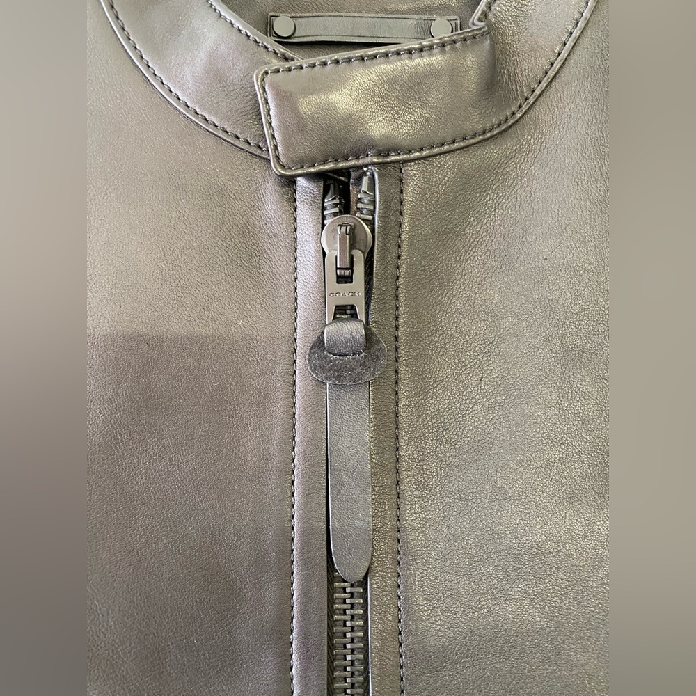NWT Coach Outlet Womens Leather Racer Jacket Black Hardware Buttery Luxury XS - Picture 10 of 13